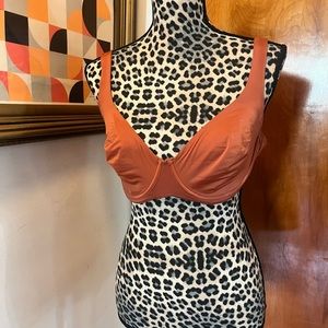 CUUP The Scoop Micro Microfiber Bra Clay Rustic Orange Scoop Neck Gold 36E